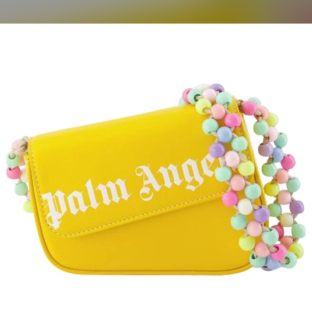 Palm Angels Vibrant Yellow Bag with Multicolor Beaded Strap